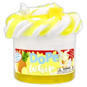 Dope Whip pineapple scented slime with swirled topping