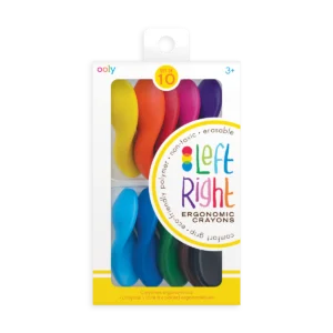 Set of ten ergonomic crayons in various colors.