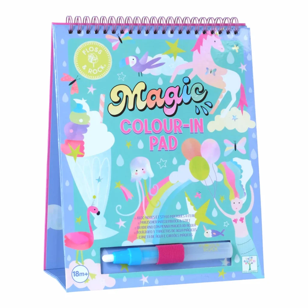 Magic color-in pad with unicorn and pen.