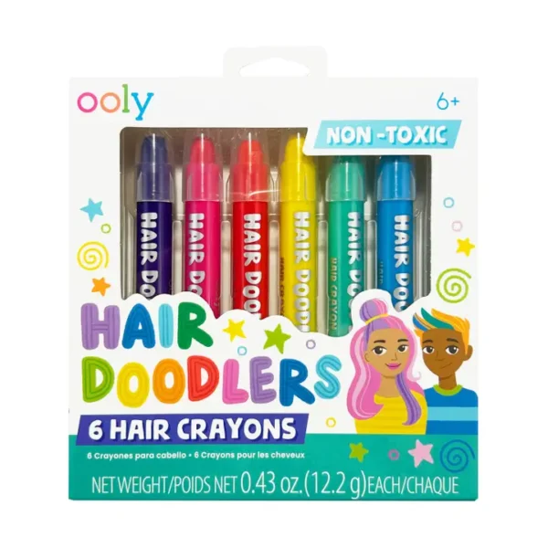 Hair Doodlers Non-Toxic Crayons, Pack of Six