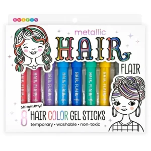 Metallic hair color gel sticks, eight vibrant shades.