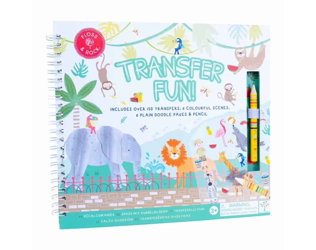 Transfer Fun activity book with pencil and transfers.