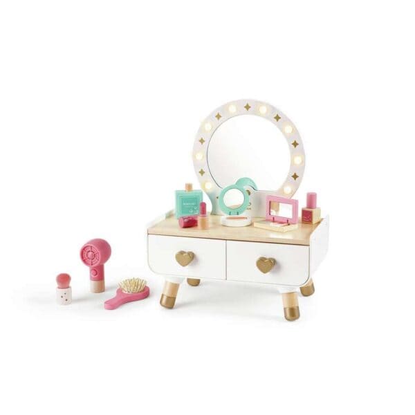 Kids vanity set with mirror and play accessories