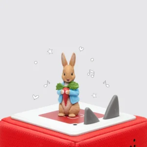 Peter Rabbit toy on red audio box