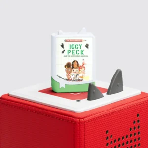 Iggy Peck audiobook on red Toniebox.
