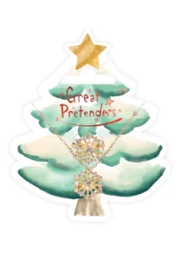 Great Pretenders jewelry on Christmas tree card