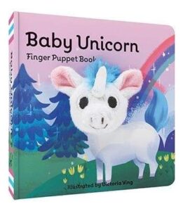 Baby Unicorn Finger Puppet Book cover illustration.