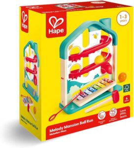 Hape Melody Mansion Ball Run toy for toddlers.