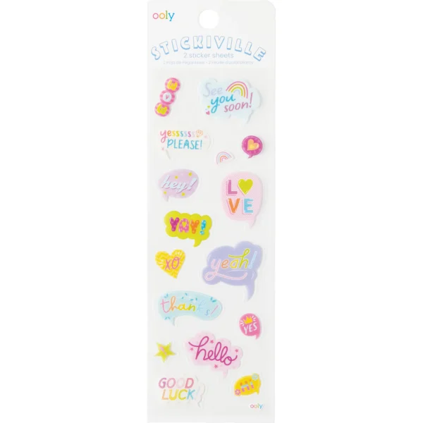 Colorful sticker sheet with positive messages.