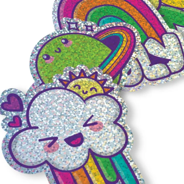 Cute glittery cloud sun rainbow stickers