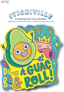 Colorful waterproof vinyl stickers featuring fun designs