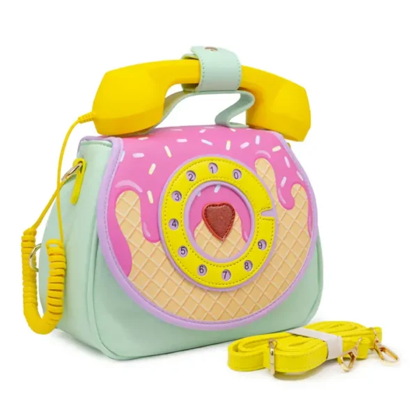 Colorful handbag with phone receiver design