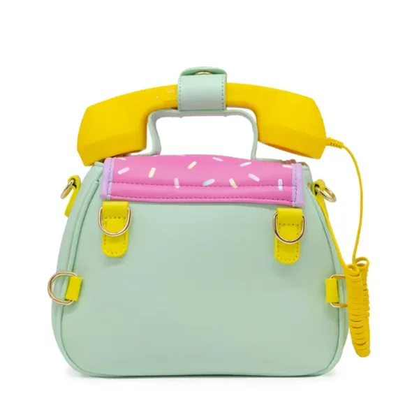 Colorful handbag shaped like a retro telephone