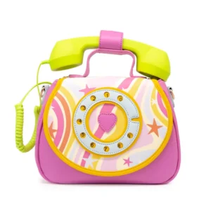 Colorful handbag shaped like retro rotary phone