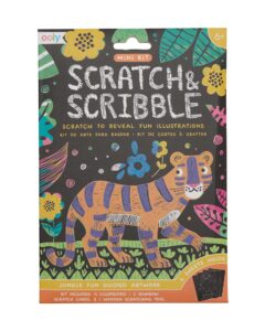 Scratch art kit with colorful illustrations
