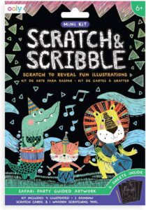 Scratch art kit featuring animal illustrations.