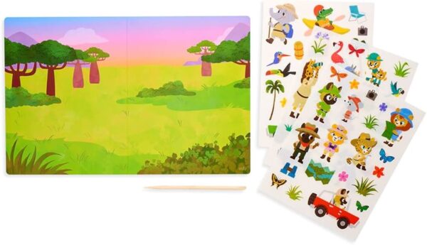 Animal stickers with safari background playset.