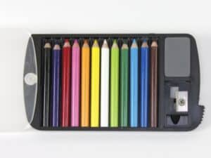 Colorful pencil set with sharpener and eraser