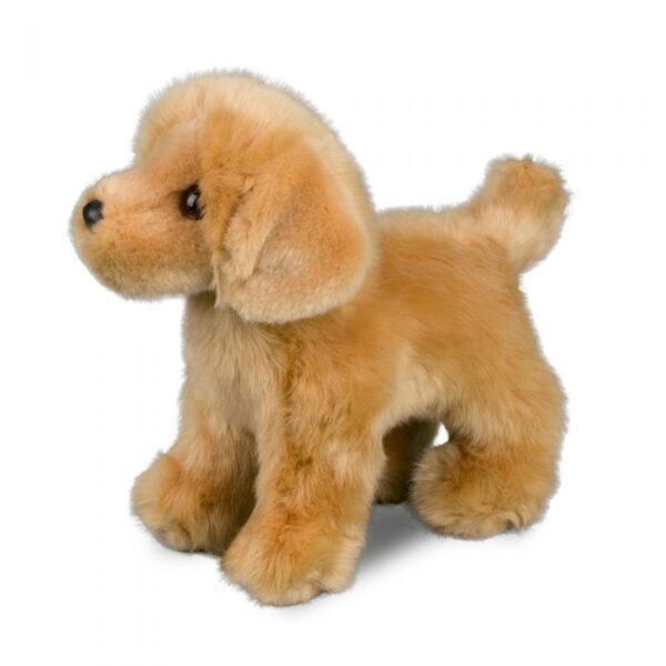 Soft plush toy dog with brown fur