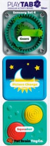 PlayTab Sensory Set 4 with gears and squeaker.