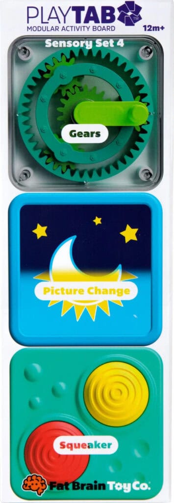 PlayTab Sensory Set 4 with gears and squeaker.