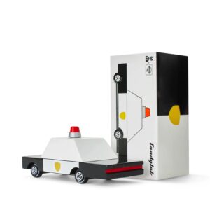 Toy police car with packaging box