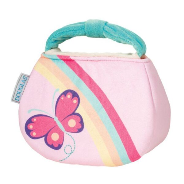 Plush purse with rainbow and butterfly design
