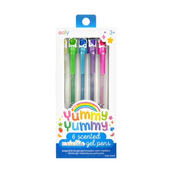 Yummy scented metallic gel pens, pack of six.