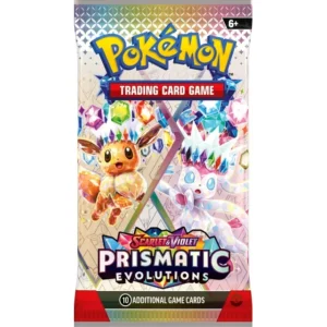 Pokémon Prismatic Evolutions card pack with Eevee and Sylveon.