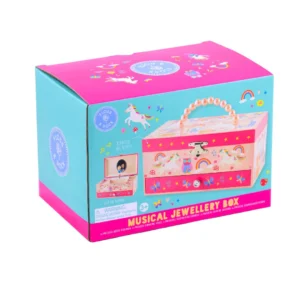Unicorn themed musical jewelry box for kids.