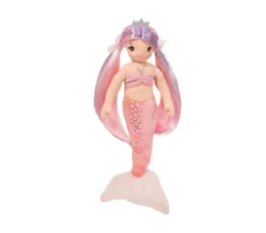 Plush mermaid doll with pink tail.