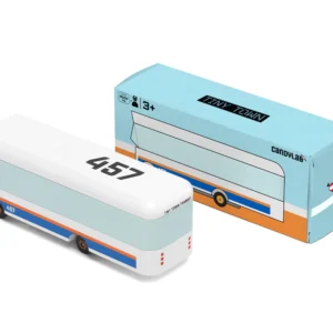 Toy bus with box, number 457.