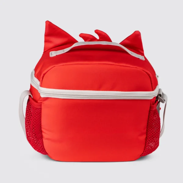 Red insulated lunch bag with animal ears.