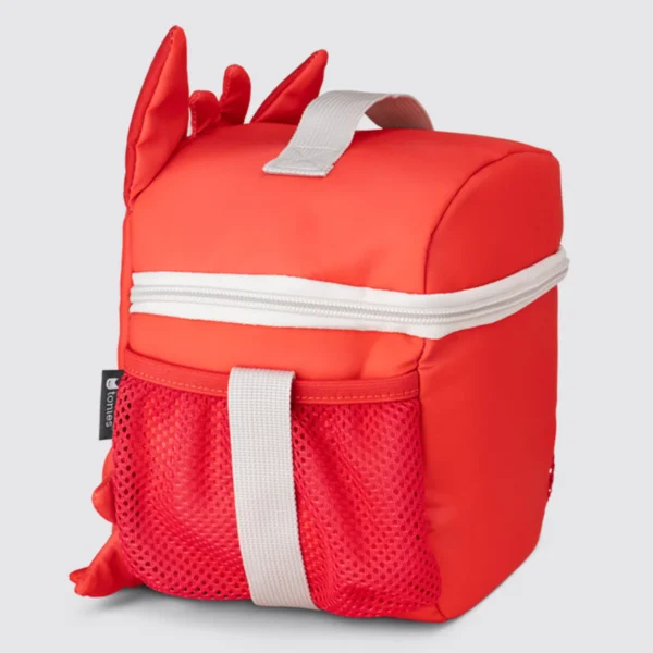 Red insulated lunch bag with dragon details