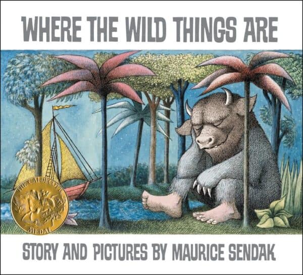 Book cover with monster and sailboat in jungle.