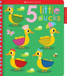 Colorful cover of '5 Little Ducks' book.