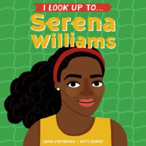 Illustrated book cover of Serena Williams biography.