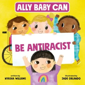 Diverse children holding 'Be Antiracist' sign.