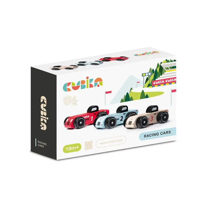 Cubika toy racing cars box for ages 18 months+