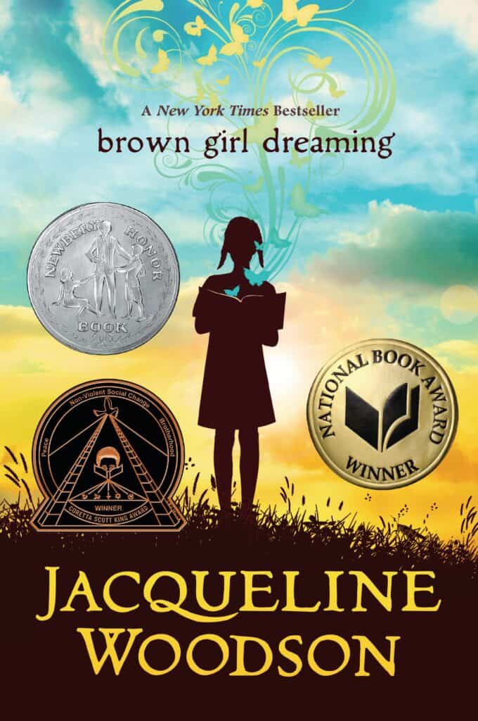 Brown Girl Dreaming book cover with awards.