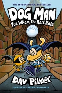 Dog Man book cover with superhero cats and dogs.