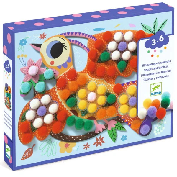 Djeco pom-pom craft kit for ages 3-6.