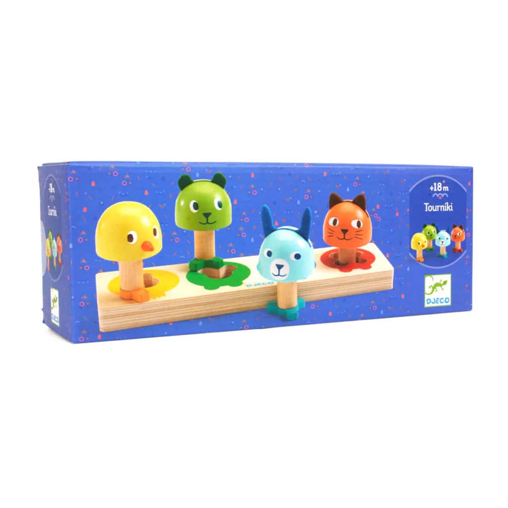 Djeco wooden animal sorting toy for toddlers.