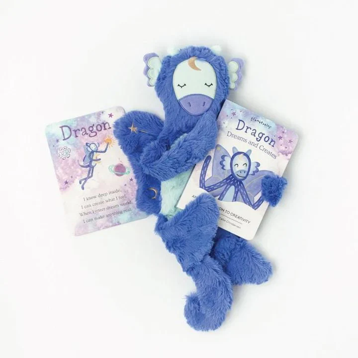 Plush dragon toy and illustrated dragon cards