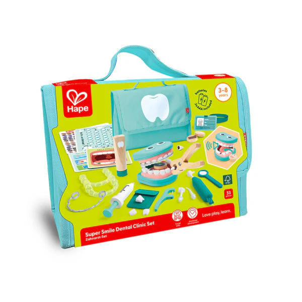 Hape Super Smile Dental Clinic Toy Set, ages 3-8.