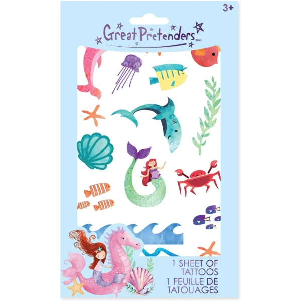 Colorful ocean-themed temporary tattoos for kids
