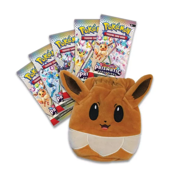 Eevee plush and Pokémon trading cards set