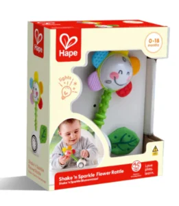Hape flower rattle for babies, colorful and fun.