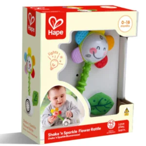 Hape flower rattle for babies, colorful and fun.
