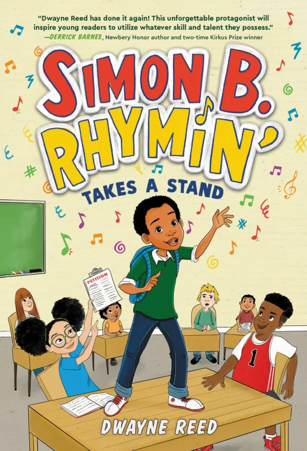 Simon B. Rhymin' book cover illustration with kids.